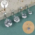 Piercing de nombril en cristal d'acier CZ haltère incurvé anneaux de nombril piercing de