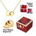 Boîte à bijoux en acrylique rose éternelle personnalisée cadeau de fleur rotative bague de