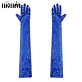 Gants longs en maille à paillettes brillantes pour femmes mitaines rave longueur du coude gants