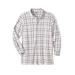 Men's Big & Tall Stretch Knit Long Sleeve Buttondown by KingSize in Windowpane (Size 2XL)