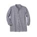 Men's Big & Tall Stretch Knit Long Sleeve Buttondown by KingSize in Navy Gingham (Size 3XL)