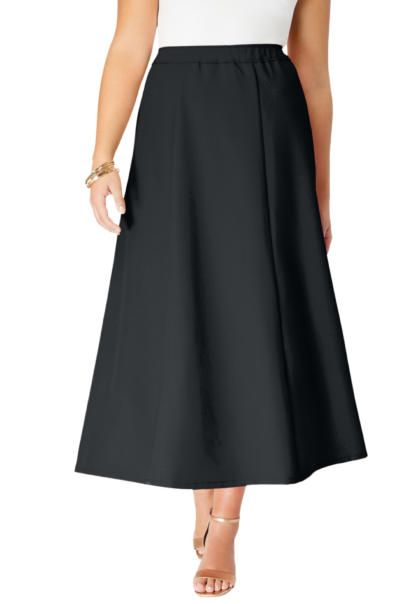 Plus Size Women's Plus Size Bend Over® A Line Skirt by Roaman's in Black (Size 14 W)