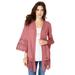 Plus Size Women's Fine Gauge Lace-Trim Cardigan by Roaman's in Desert Rose (Size 18/20)