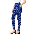 Plus Size Women's Side-Pocket Essential Legging by Roaman's in Blue Painterly Abstract (Size 18/20)