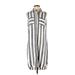 Hope & Harlow Casual Dress - Shift Collared Sleeveless: Gray Stripes Dresses - Women's Size 4 Petite