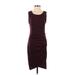 Leith Casual Dress - Midi Scoop Neck Sleeveless: Burgundy Print Dresses - Women's Size Small