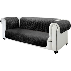 Starlyf Sofa Cover Dreisitzer, Sofahusse, Sofaauflage, wasserabweisend, wendbar schwarz und grau, 190x290 cm, Sofabezug Image