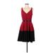 ABS Allen Schwartz Casual Dress - Fit & Flare: Red Color Block Dresses - Women's Size 8