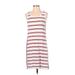 Max Studio Casual Dress - Shift: White Stripes Dresses - Women's Size Small