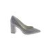 1.State Heels: Slip-on Chunky Heel Minimalist Gray Solid Shoes - Women's Size 5 1/2 - Pointed Toe