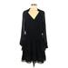 Rebecca Minkoff Casual Dress - DropWaist V Neck Long sleeves: Black Print Dresses - New - Women's Size Small