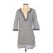 Gap Outlet Casual Dress - Shift V-Neck 3/4 sleeves: Blue Print Dresses - Women's Size Small