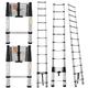 Aluminum Folding Telescopic Ladder Step Ladders Extendable, VickyHome Telescopic Ladder Garden Ladders for Hedge Cutting, Anti-slip Rubber Feet, Adjustable Step, 2.6M/8.5FT