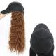 Women's Hat Wig, Baseball Cap with Water Wavy Hair Extensions Adjustable Hat Comfortable and Stylish(Light brown)