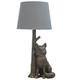 Britalia Antique Gold Resin Sitting Fox Sculpture Vintage Table Lamp with Grey Cotton Tapered Drum Shade | 43cm Height | 1 x ES E27 Lamp Bulb Required | UK Approved | High Definition Resin Cub