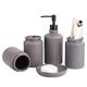 5Pcs Grey Bathroom Accessories Set, Bathroom Organiser with Toothbrush Holder, Lotion Soap Dispenser, Vanity Tray, 2pcs Bathroom Tumbler, Aesthetic Apartment Decor