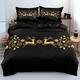 Merry Christmas Bedding Sets Duvet Cover Black Luxury Gold Deer Snowflake Print Quilt Sets/Microfiber Comforter Cover 2/3Pcs Single Double King Size Bedspreads for Kids Teens Adult,Double