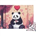 Cartoon Panda Shaped Premium Wooden Puzzle Love Theme Birthday Present,Gifts for Women,Wall Art for Adults Difficult And Challenge Gifts 1000pcs (75x50cm)