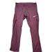 Nike Pants & Jumpsuits | Nike Dri Fit Cropped Leggings Womens Size Medium M Sheer Mesh Maroon Red Active | Color: Red | Size: M