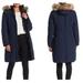 Nine West Jackets & Coats | Nwt Nine West Removable Faux Fur Trimmed Hooded Parka Size Medium | Color: Black/Blue | Size: M