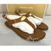 Michael Kors Shoes | New Michael Kors Women's Plat Thong T-Strap Saffiano Leather Sandal | Color: Brown | Size: 7