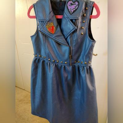 Disney Costumes | Evie Descendants Dress Faux Leather Costume - Size 7/8 | Color: Blue | Size: Osg