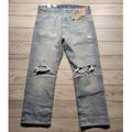 Levi's Jeans | Levis 501 Original Jeans Men's Size 38 X 30 Distressed Stretch Button Light Blue | Color: Blue | Size: 38