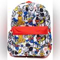 Disney Accessories | Nwt-Kbnl/Disney’s Mickey Mouse And Friends 16” Nylon Youth Backpack | Color: Red/White | Size: Osb