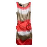 Nine West Dresses | Nine West Women's Sheath Dress Tie Dye Multicolor Sleeveless Belt Slit Cotton 6 | Color: Pink/Tan | Size: 6