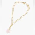 Madewell Jewelry | Nwt Madewell Rose Quartz Heart Lariat Necklace | Color: Gold | Size: Os
