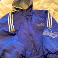 Adidas Jackets & Coats | Adidas Vintage Hooded Full Zip Nylon Jacket With Quilted Lining And Trefoil Sz M | Color: Blue/White | Size: M