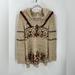 Free People Sweaters | Free People Linen Wool Blend Tan Southwestern V-Neck Hoodie Pullover Sweater M | Color: Brown/Tan | Size: M