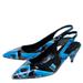 Burberry Shoes | Nib Burberry Morson Black Leather Graffiti Logo Print Kitten Sandals Pumps 38 | Color: Black/Blue | Size: 38eu