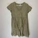 Madewell Dresses | Madewell Women S Alexandra Button Front Mini Dress Linen Blend Taupe V Neck | Color: Tan | Size: S