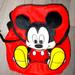 Disney Accessories | Mini Vintage Plush Head Mickey Mouse Disney Jr Drawstring Backpack Nwt | Color: Black/Red | Size: Osbb