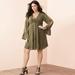 Torrid Dresses | Nwt Torrid 1 Acas Olive Gauze Lace Up Long Sleeve A Line Dress 1x | Color: Green | Size: 1x