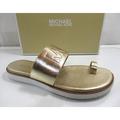 Michael Kors Shoes | Michael Kors Rosa Metallic Slide Toe Ring Flat Sandal Mk Logo Pale Gold Size 8.5 | Color: Gold | Size: 8.5