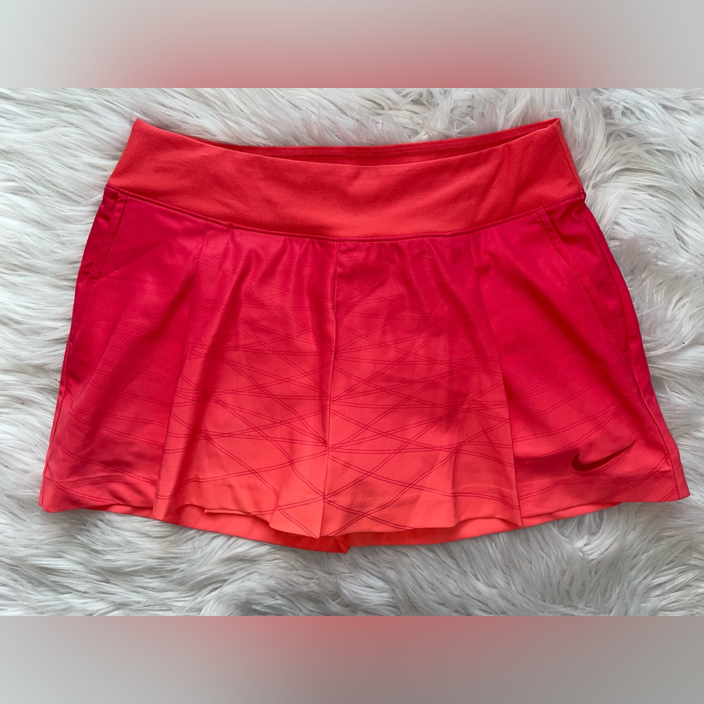 Nike Skirts | Nike Tennis Skirt Skort Women’s M Medium Dri Fit Golf Pink Orange Pockets Shorts | Color: Pink | Size: M
