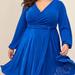 Torrid Dresses | Nwt Torrid Surplice Skater Dress - Studio Knit Cobalt Blue Sz 2 2x 18-20 Plus | Color: Blue | Size: 2x