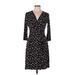 Hail3y V Neck 3/4 sleeves:23 Casual Dress V Neck 3/4 sleeves: Black Floral Dresses - New - Women's Size Large