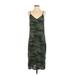 Splendid Casual Dress - Midi V Neck Sleeveless: Green Camo Dresses - Women's Size Small