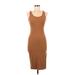 Wild Fable Casual Dress - Midi Scoop Neck Sleeveless: Brown Solid Dresses - Women's Size Medium