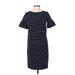 Ann Taylor LOFT Casual Dress - Shift: Blue Stripes Dresses - Women's Size Small