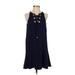 Parker Casual Dress - Mini Crew Neck Sleeveless: Blue Solid Dresses - Women's Size Small