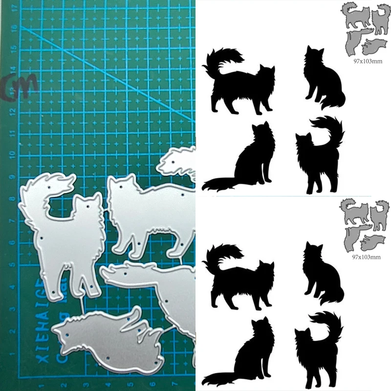 Animal chat bricolage cartes Scrapbooking décor gaufrage matrices découpe pochoirs dossier artisanat délicat sable métal matrices de découpe