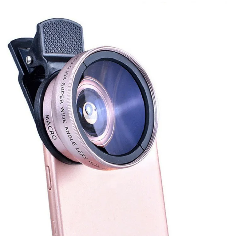 Objectif de téléphone portable à 2 fonctions, grand Angle 0,45x et objectif de caméra Macro HD 12,5x universel pour iPhone, téléphone Android, Smartphone