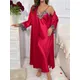 Robe ceinturée à manches longues en dentelle pour femmes ensembles de pyjamas élégants sexy robe à