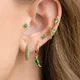 Petites boucles d'oreilles créoles en acier inoxydable pour femmes cristal vert bijoux de piercing