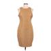 Bisou Bisou Casual Dress - Sheath Crew Neck Sleeveless: Gold Print Dresses - Women's Size 12