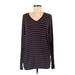 CAbi Long Sleeve T-Shirt: Burgundy Stripes Tops - Women's Size Medium